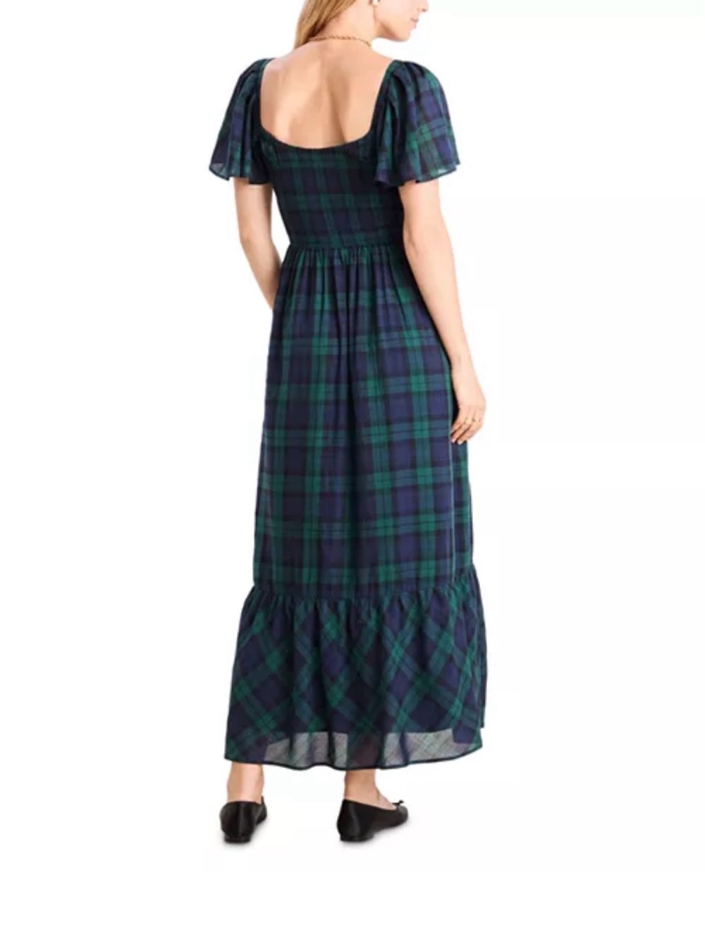 Vineyard Vines Plaid Flutter Sleeve Maxi Dress size Small - Picture 9 of 11